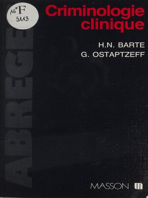 cover image of Criminologie clinique